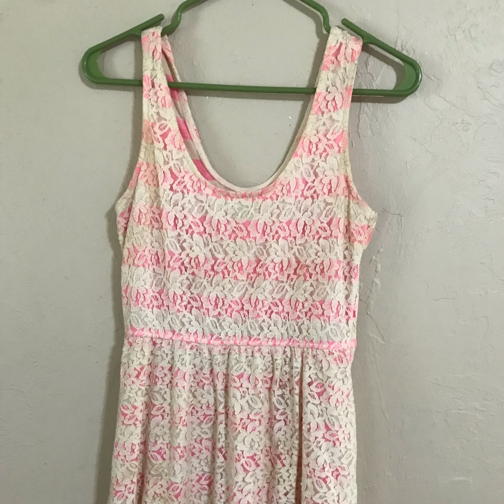 Lace and pink dress